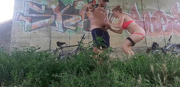  The father takes his stepdaughter out for a bike ride and films her when he fucks her and sucks them in public.